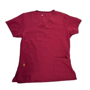 Set of 3 Wonder Wink Women's Scrub Tops Shirts Scrubs Size XS Burgundy Wine